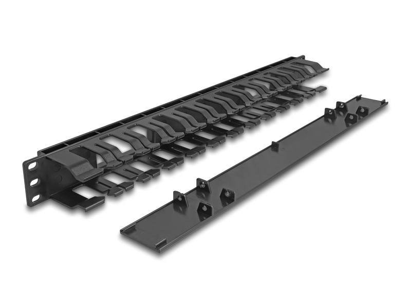 Delock Kabelführungspanel mit 2 Öffnungen 1HE , Schwarz Delock 19″ Kabelmanagement Rangierpanel mit 2 Öffnungen 1 HE schwarz Kunststoff