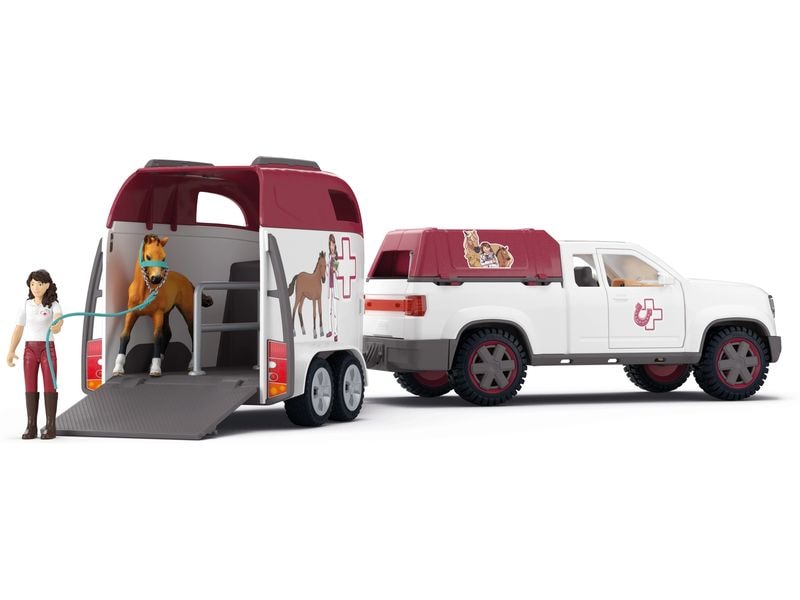 Schleich Spielfigurenset Horse Club Mobile Tierärztin mit A Playset Tierärztin mit mobilem Anhänger