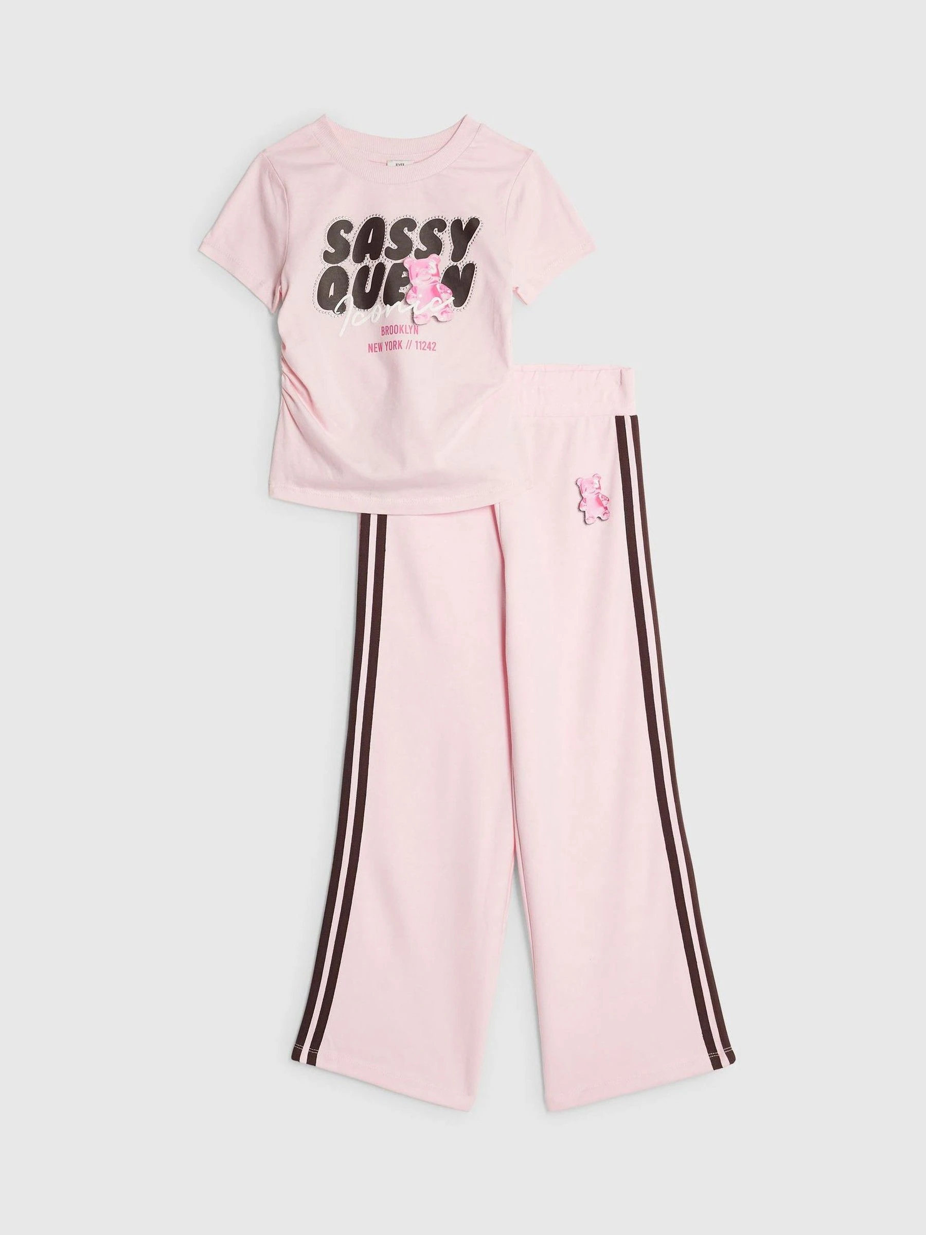 River Island Sassy Queen Ruched T-Shirt & Track Set
