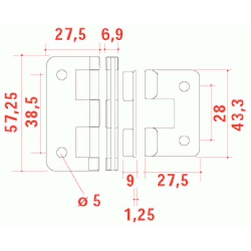 Hilec CHARNDEG uitneemscharnier 1.25 mm zink