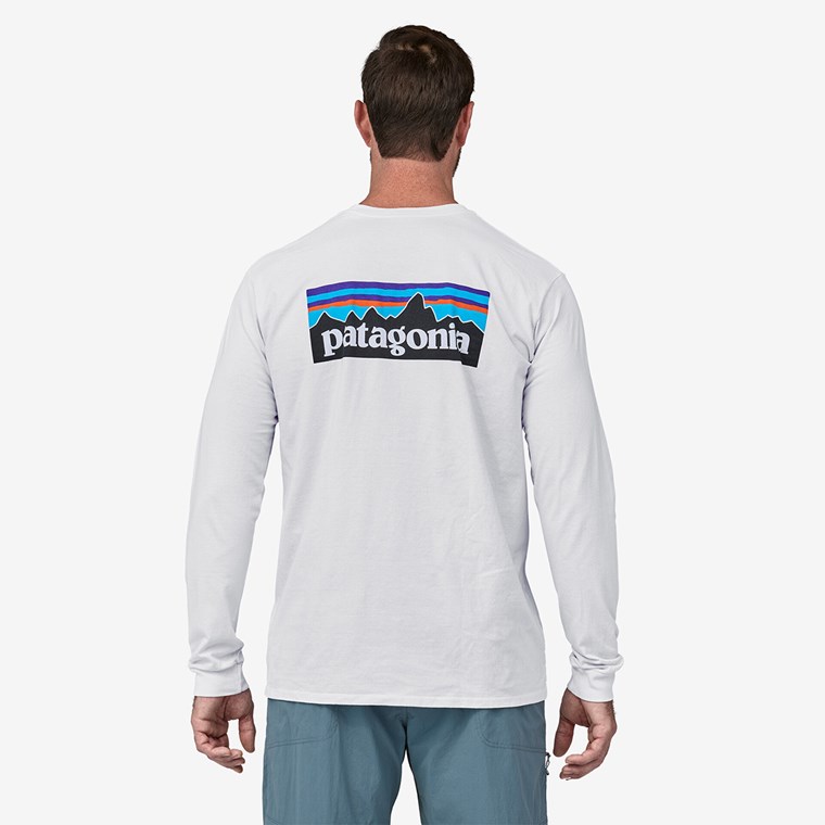 Patagonia M's L/S P-6 Logo Responsibili-Tee White