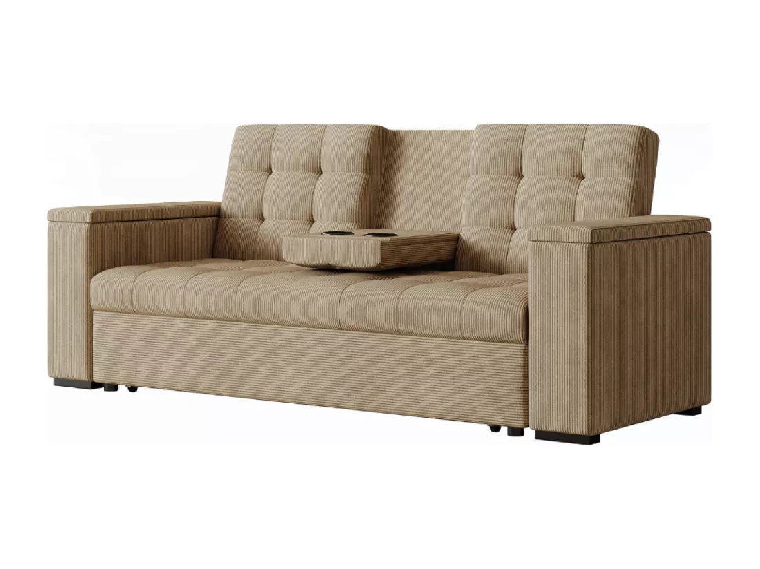 Canapé convertible 3 places modulable en velours côtelé beige NOHO