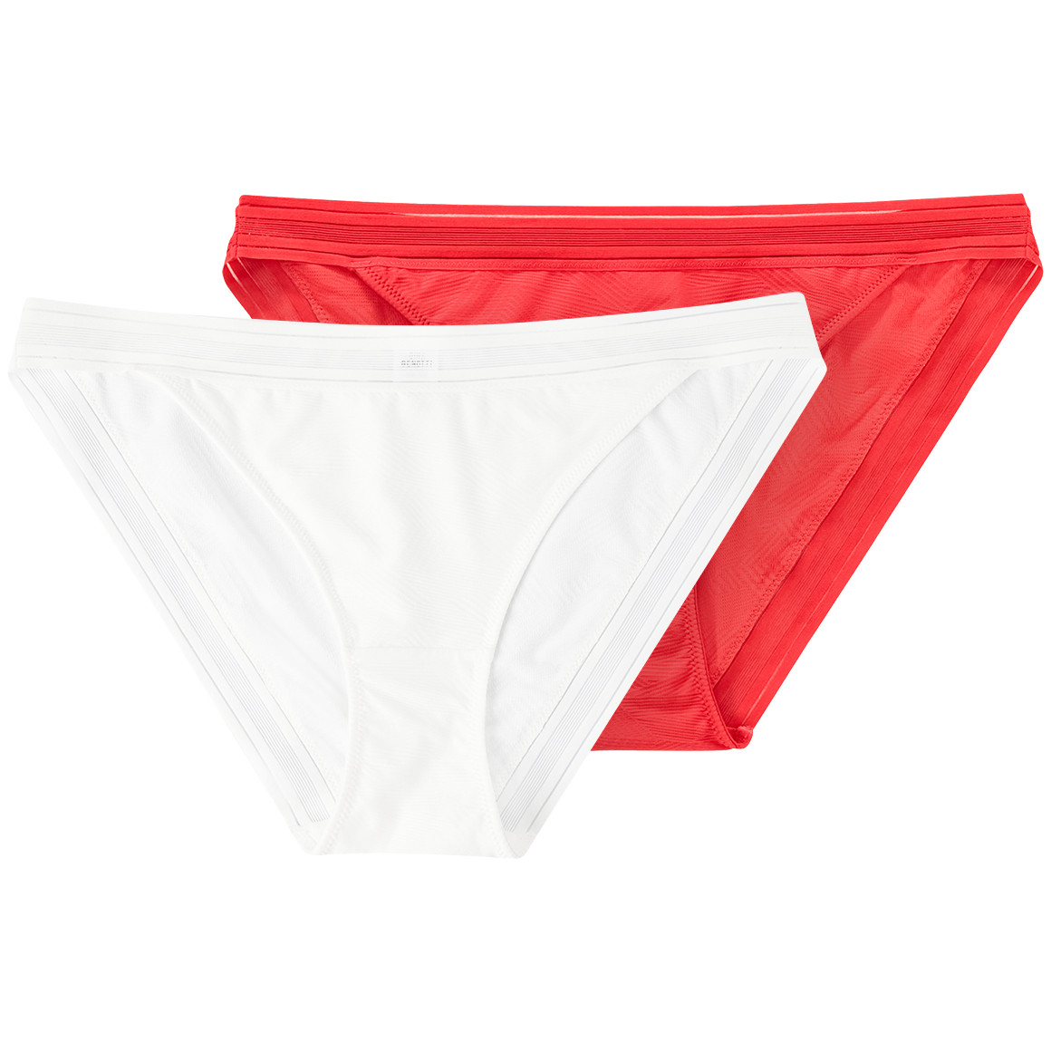 Gina Benotti 2 Damen Slips mit dezentem Muster rot / weiss
