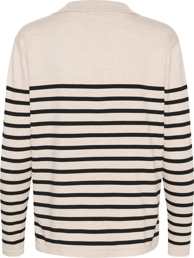 Saint Tropez MilaSZ Striped Polo Pullover Gray morn mila stripe