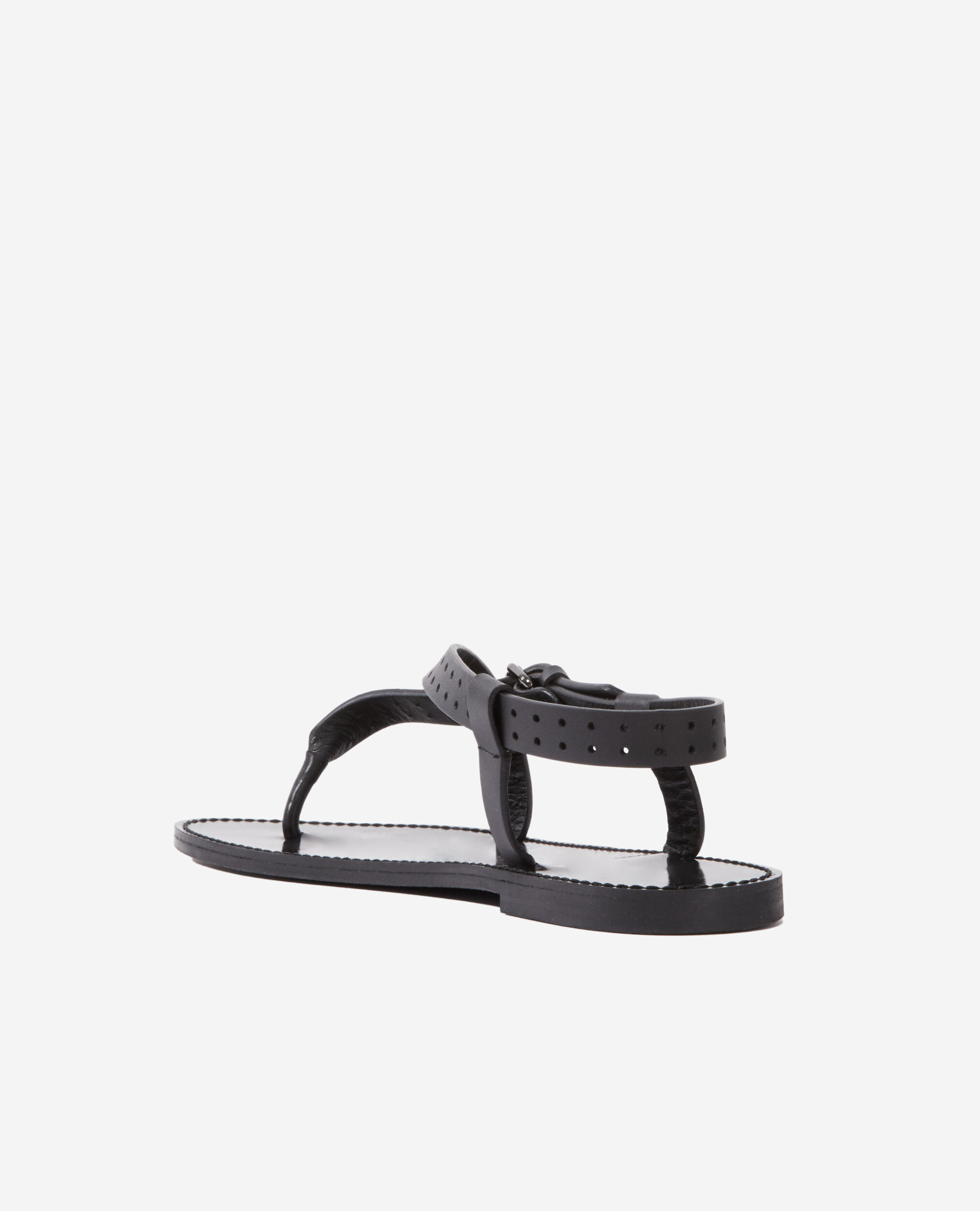 Sandales noires en cuir perforé