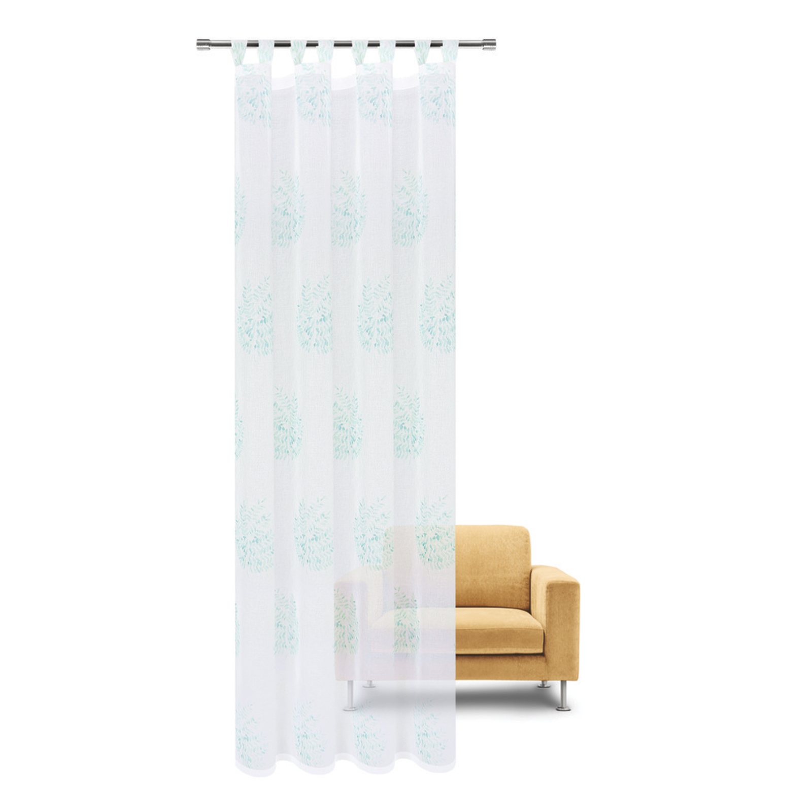 Schlaufenschal - weiß-hellblau - Floral - 140x245 cm