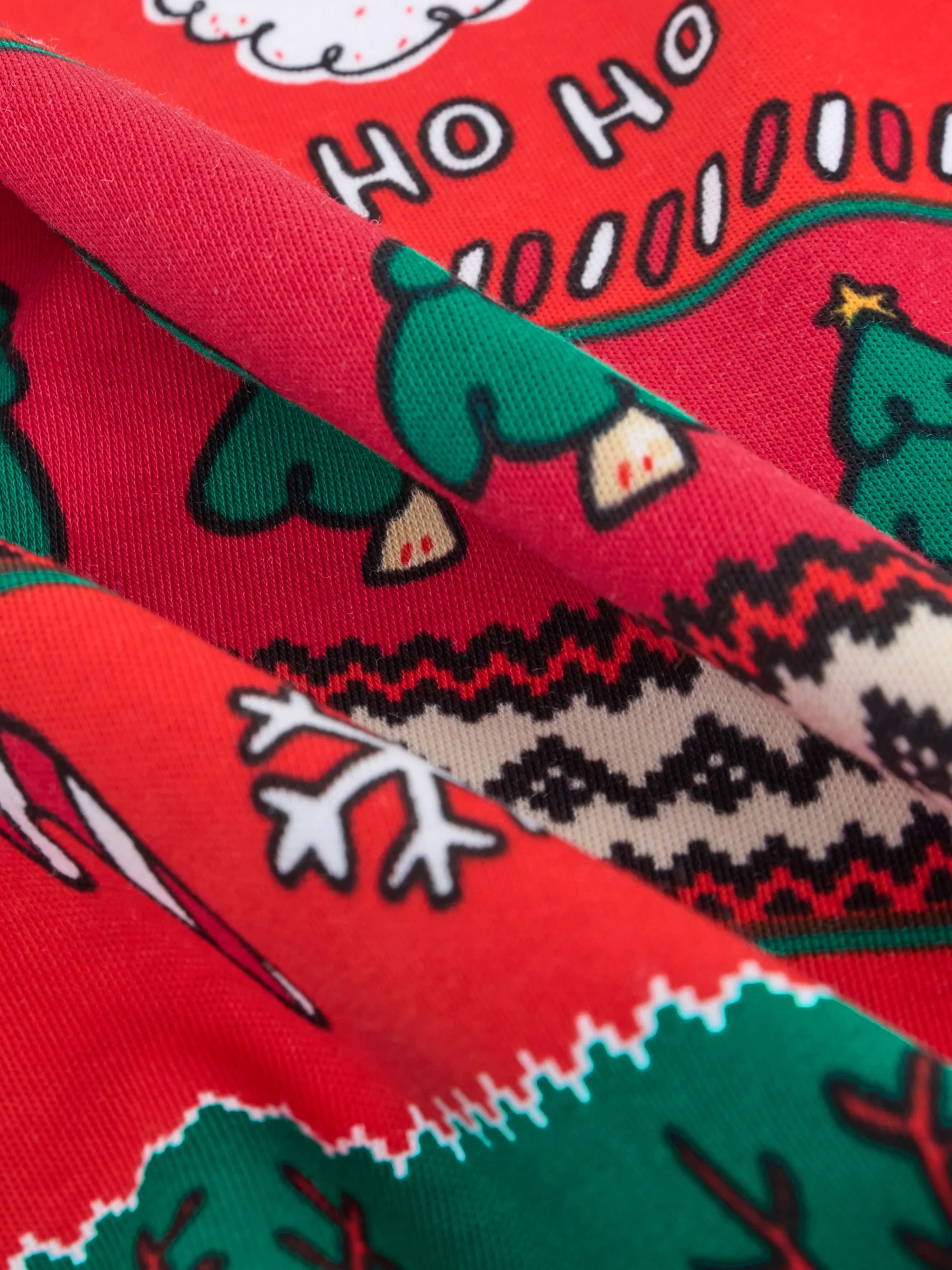 Rood met fairislemotief - Enkele Knusse Kerstmis Pyjama's (9mnd -10jr)