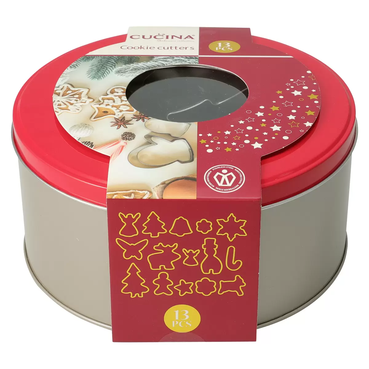 Keksdose inkl. Ausstecher XMAS rot,silber