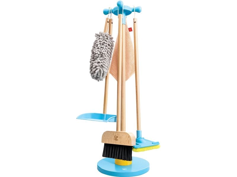 Hape Reinigungs-Spielzeug Clean Up Broom Set Spielzeug-Putzset mit Ordnungsständer