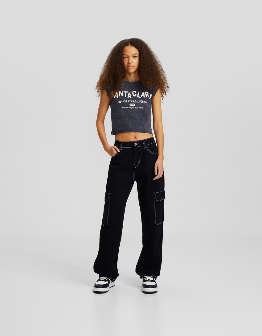 calça cargo reta