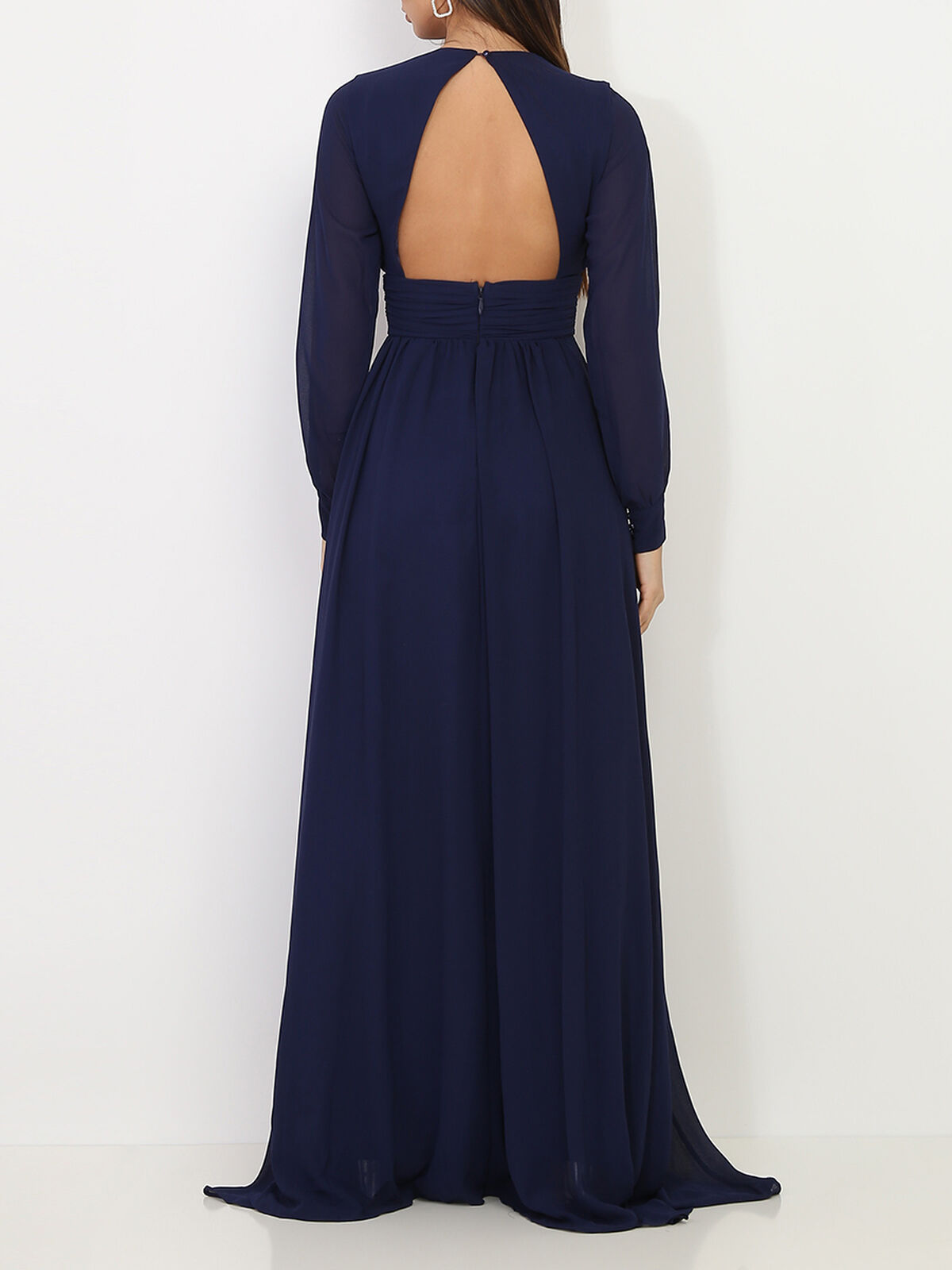 Robe longue à manches ouvertes- Bleu marine