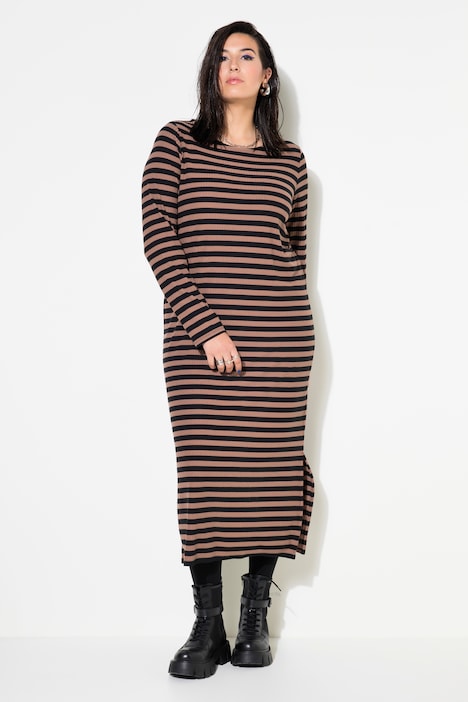 Jersey-Midikleid, A-Linie, Rippjersey, Ringel