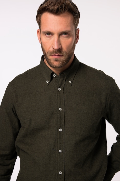 JP 1880 Flanellhemd, Langarm, Buttondown-Kragen, Modern Fit, bis 8 XL