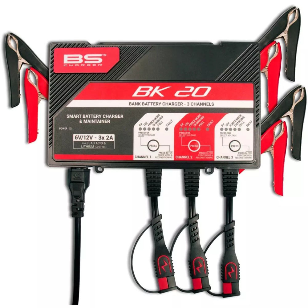 BS Battery - Chargeur de batterie BK20 6V/12V 3X2A Noir / Rouge