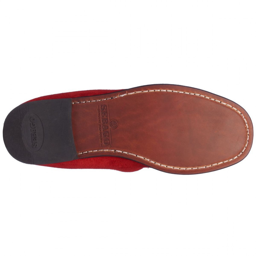 LISA Red-Mocassin pour femme en cuir suede