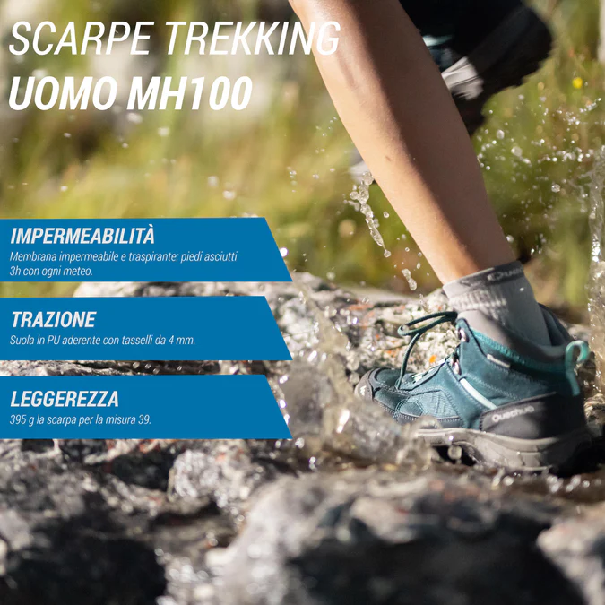 Decathlon Quechua - Botas de caminhada impermeáveis de cano médio Quechua MH100 para mulheres