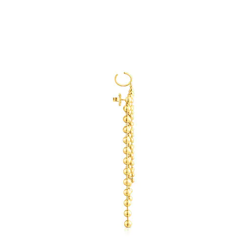 Brinco de pressão com banho de ouro 18k sobre prata e cinco correntes brilhantes.