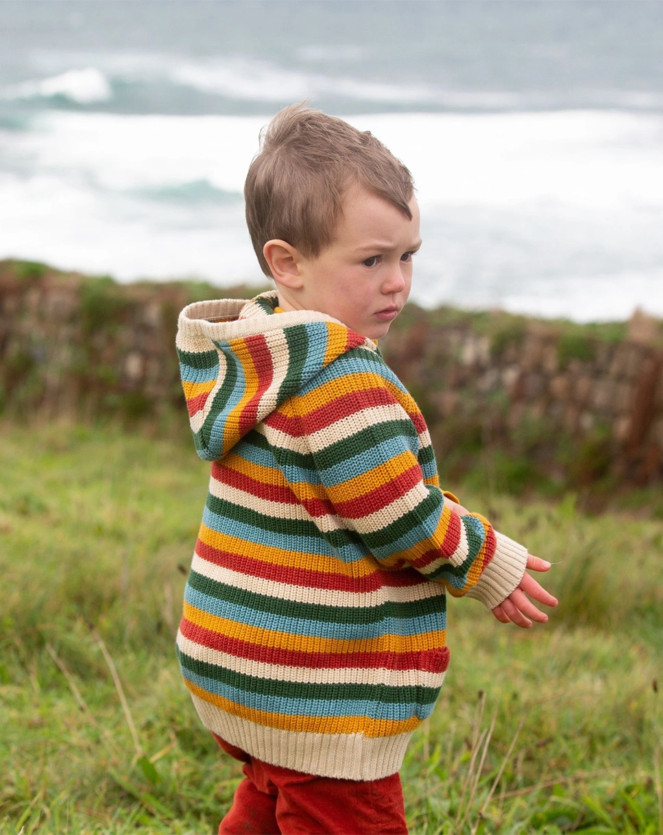 Strickjacke RAINBOW mit Kapuze in bunt
