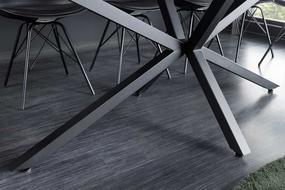 Moderner Esstisch GALAXIE 160cm weiß Keramik Marmor-Design glänzend Metallgestell schwarz