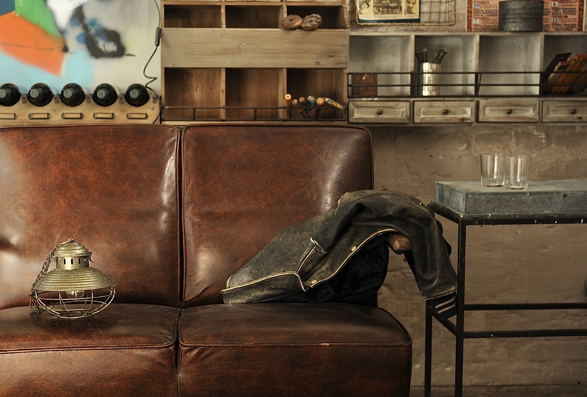 Ledercouch 'Joe Fendt', braun, B 115 cm, H 92 cm, T 85 cm von fischer's lagerhaus