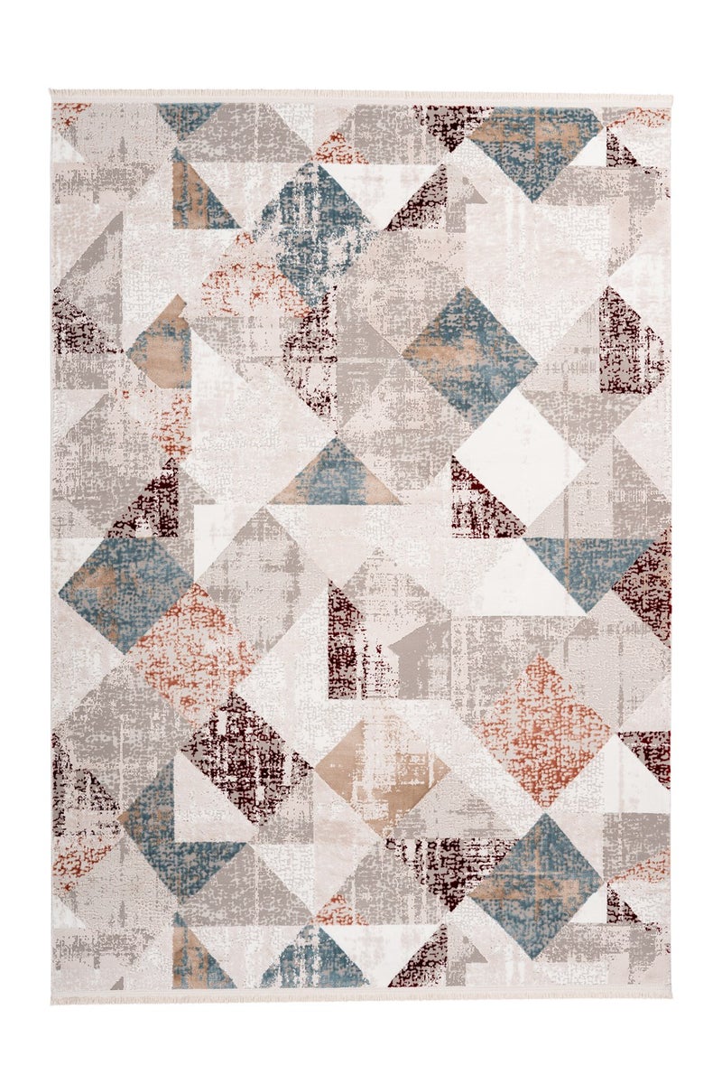 Kortpolig tapijt Celestia grijs / zalmroze vintage design, used look, patchwork design 80 x 150 cm