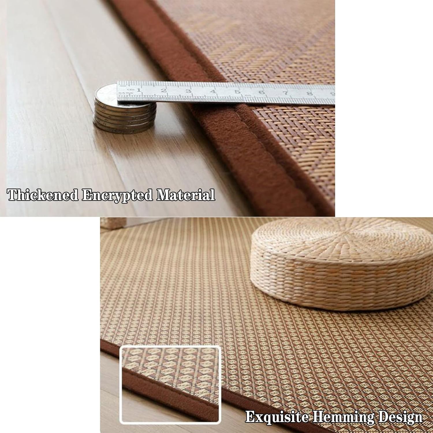 Japanische Tatami-Bodenmatte, Rutschfester, atmungsaktiver Teppich aus natürlichem Rattan, Faltbare Sommer-Schlafmatte für den Innenbereich, für Wohnzimmer, Schlafzimmer, Krabbelspielmatte