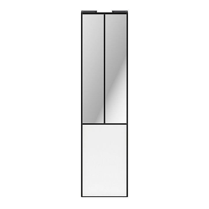 Porte de placard coulissante atelier blanc profil noir GoodHome Arius H. 248,5 x L. 61.2 cm + amortisseurs