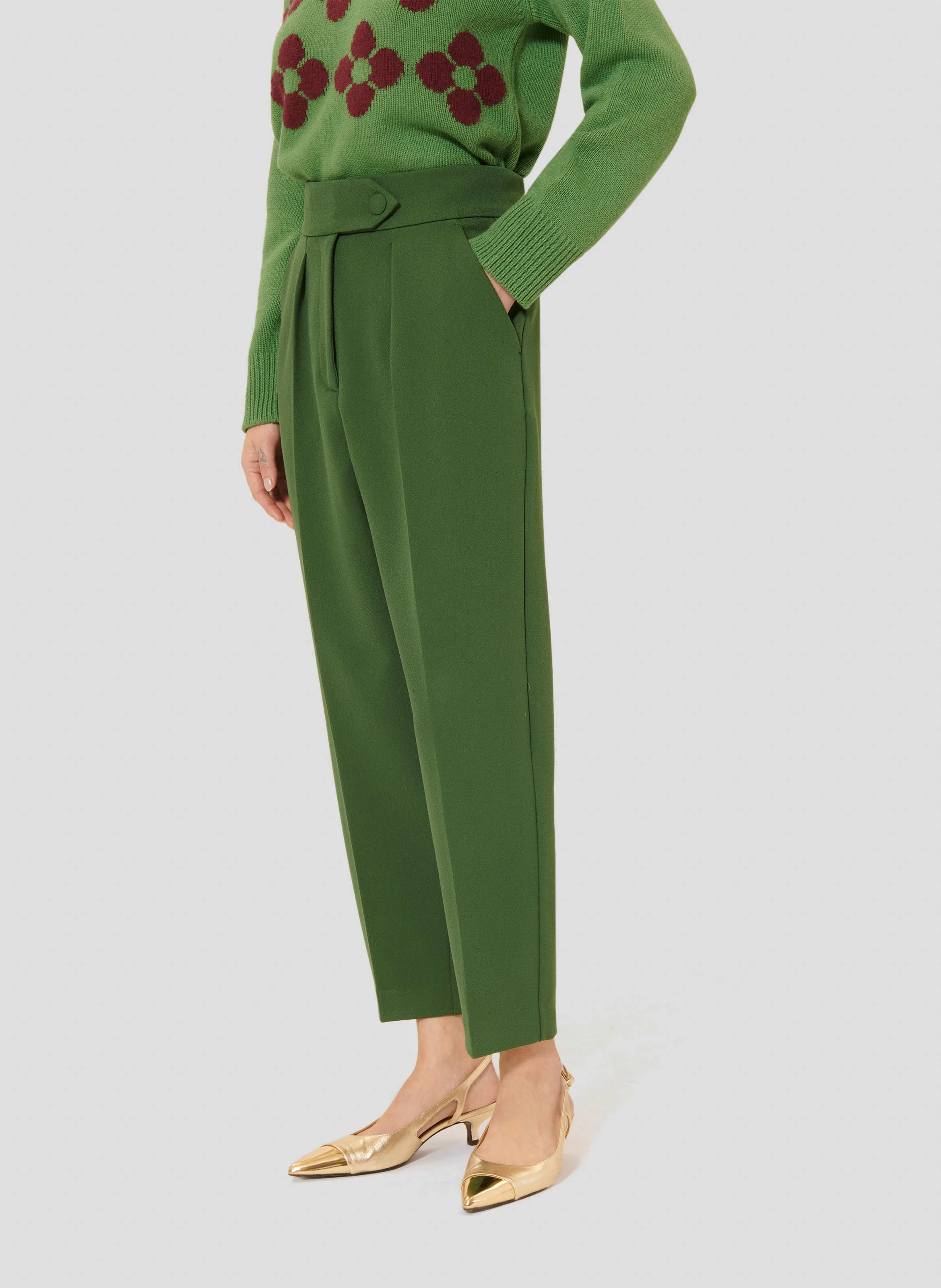 PAASO - Pantalon droit 7/8ème| Vert