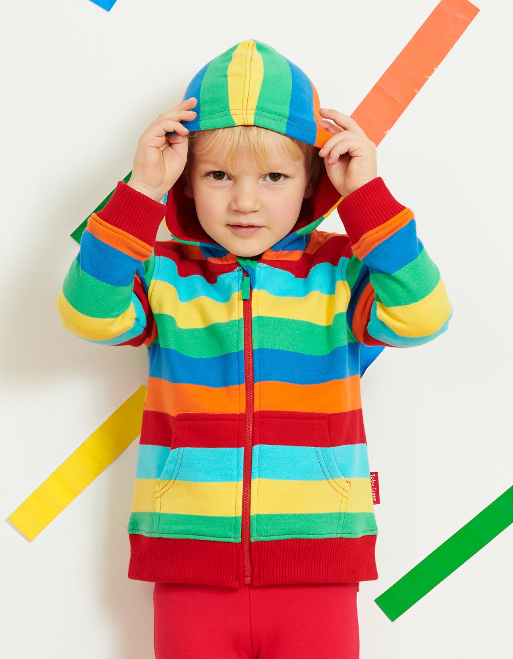 Toby Tiger Multistreifen-Kapuzenpullover