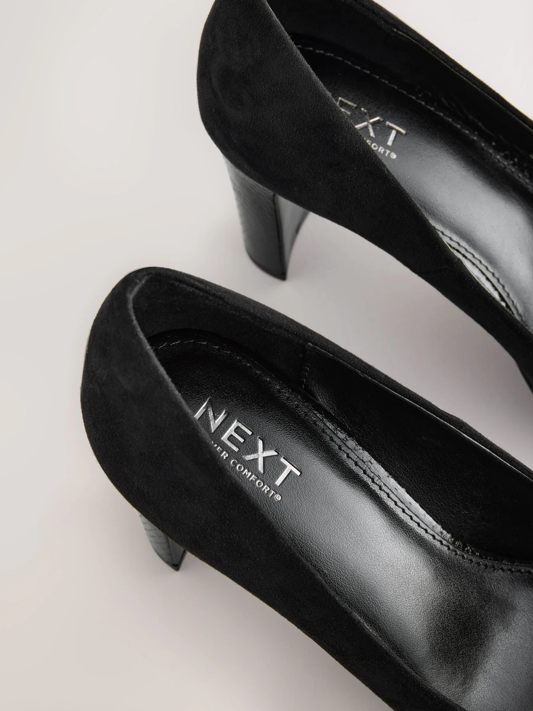 Zwart - Round Toe Block Court Shoes