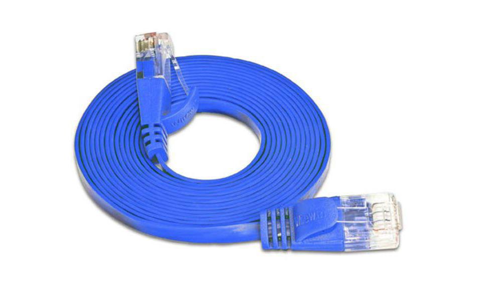 Slimpatchkabel RJ-45 - RJ-45, Cat 6, UTP, 15 m, BlauUnscreened/Unshielded Twisted-Pair-Kabel (UTP) mit Klinkenschutz