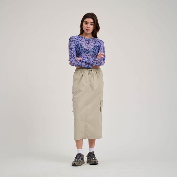 Santa Cruz Delfino Flower Mesh Crop LS Blue
