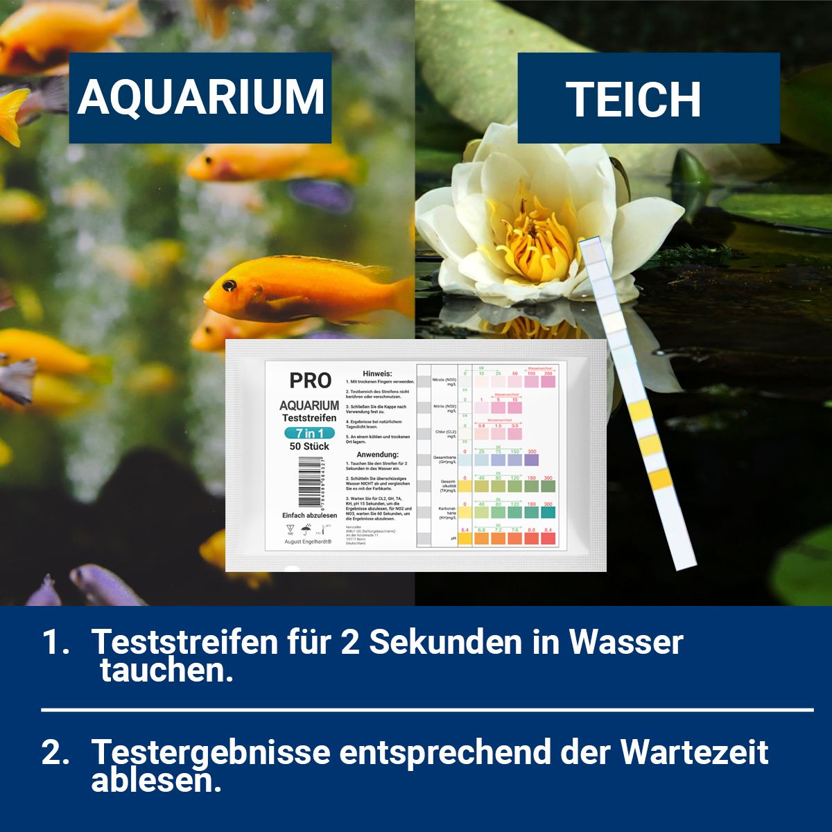BMUT 7in1 Aquarium Teststreifen für Teich Fische