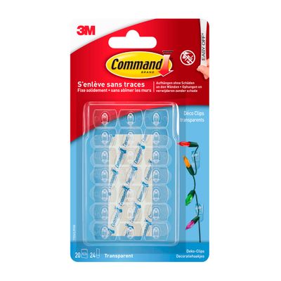 Command - Pack de 20 Clips décoratifs avec 24 languettes transparentes