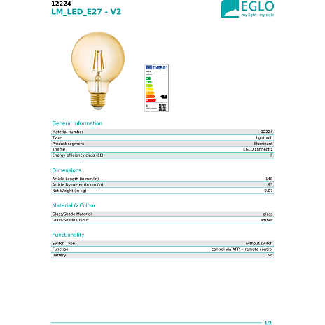 Eglo Connect-Z LED globepære 4,9W - dæmpbar