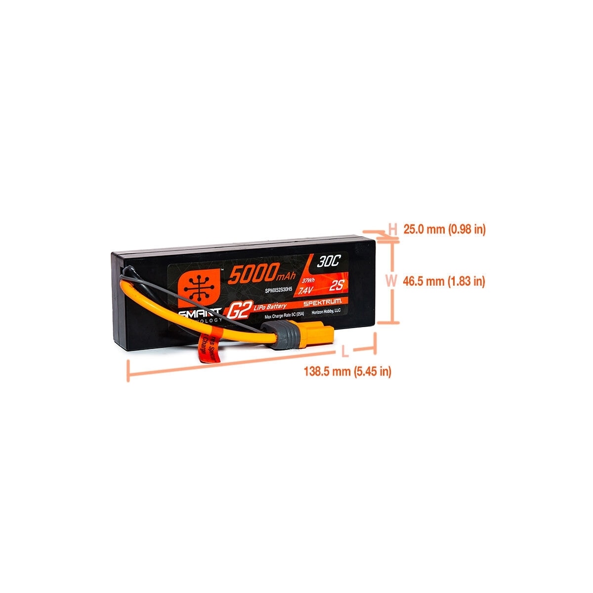 2s  5000mAh - 30C - Spektrum LiPo HC G2 IC5
