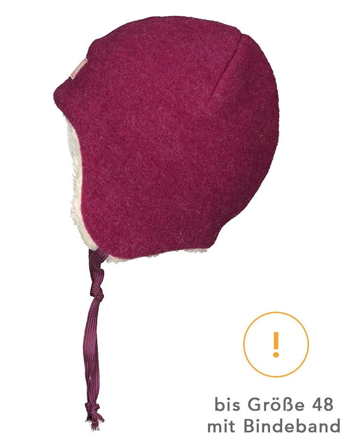 Woll-Mütze JONAS FLEECE mit Plüschfutter in dahlia/natur