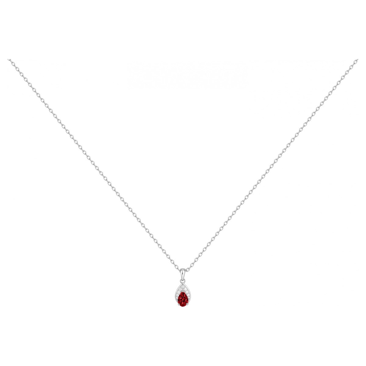 Collier mono-motif en Argent avec spinelle rouge rubis