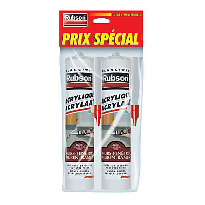 Lot de 2 Mastic Rubson Maison Acrylique Murs-Fenêtres blanc cartouche 280ml