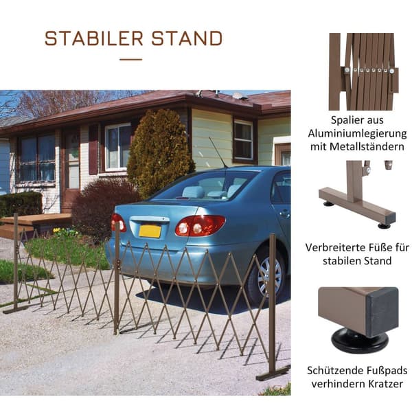 Scissor Gate Barrier Utvidbar 52-405 Cm Hage Aluminium Brun H103,5 Cm