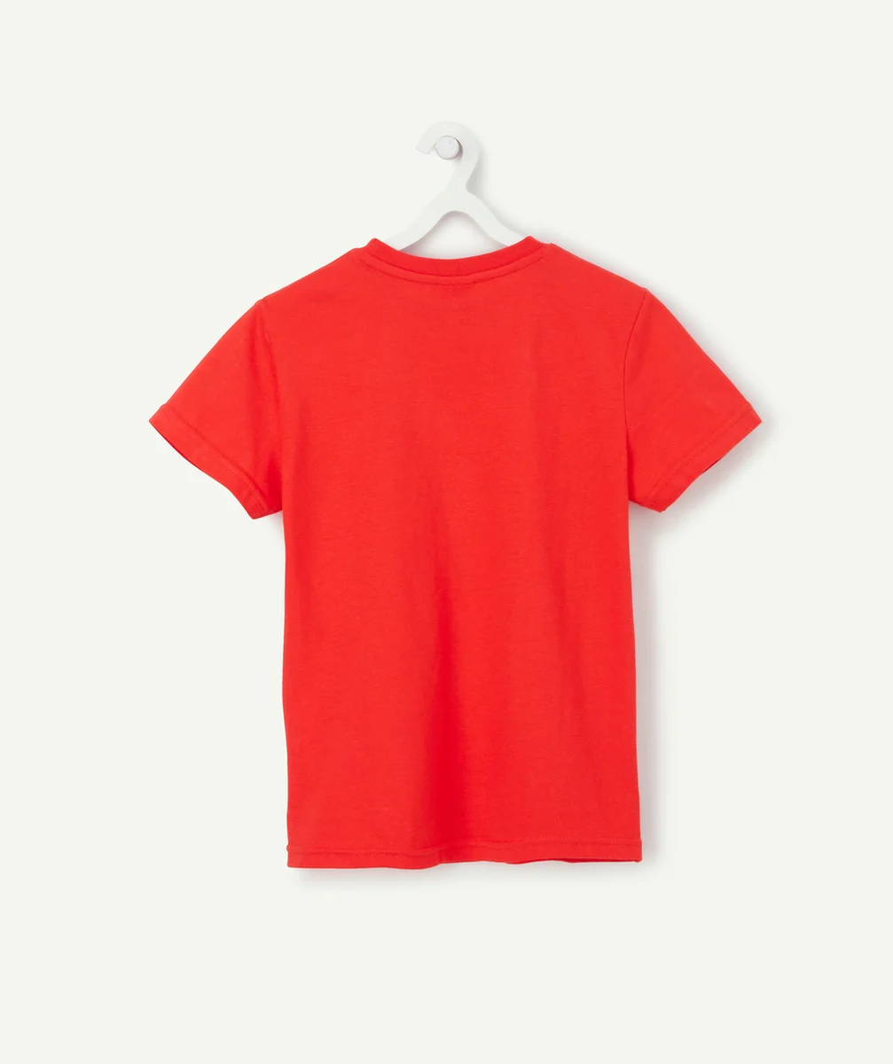 T-SHIRT GARÇON EN COTON ROUGE AVEC LOGO TAO FLOQUÉ