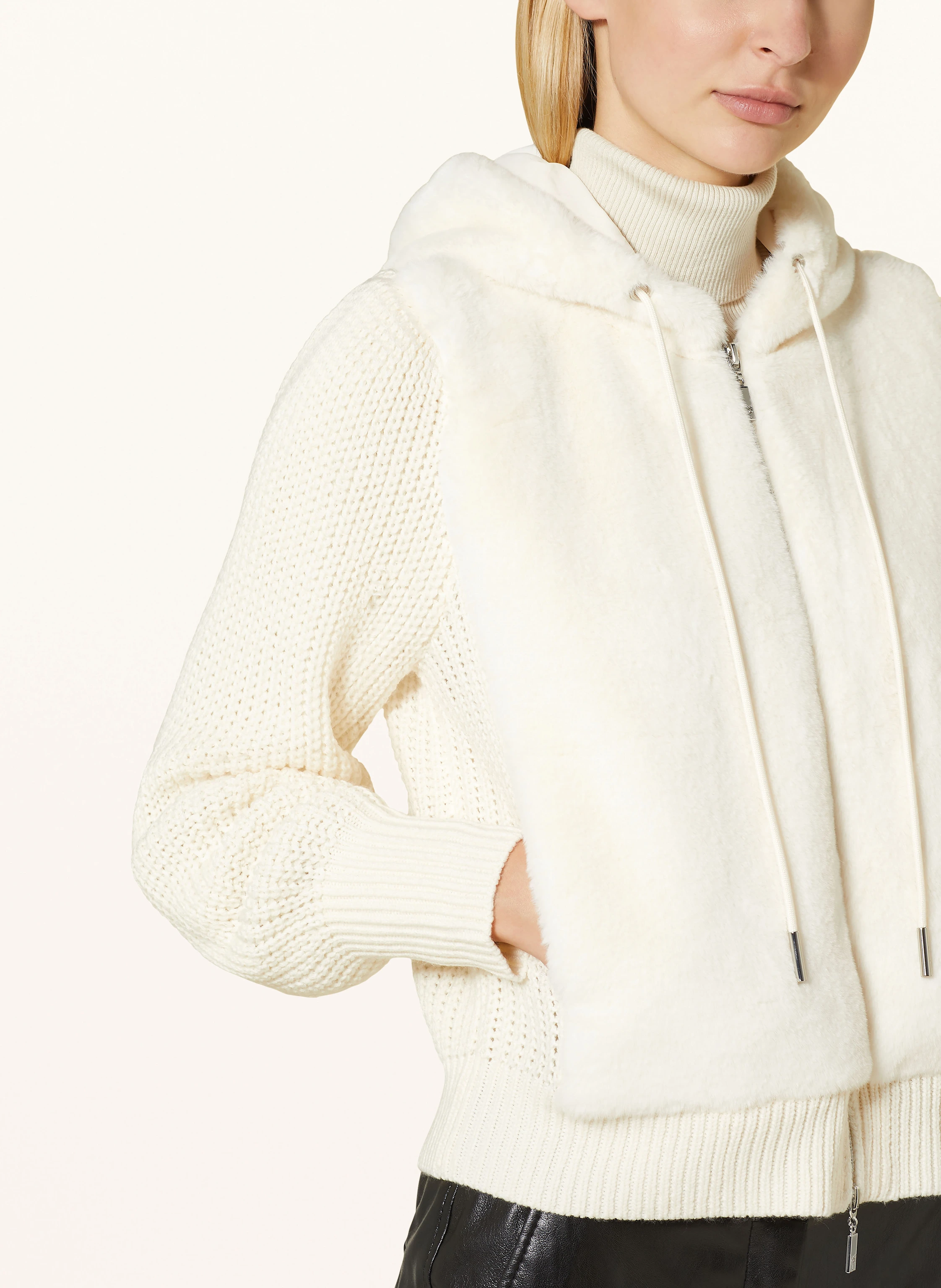 monari Kunstpelz-Jacke im Materialmix