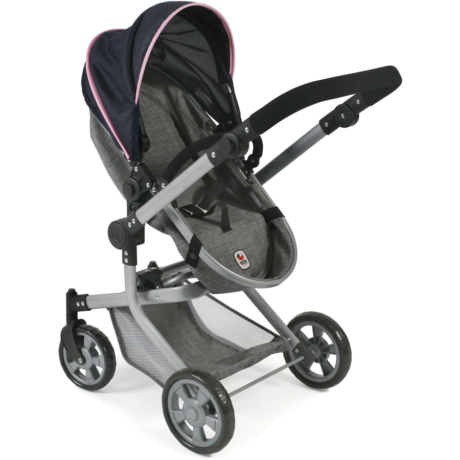 BAYER CHIC 2000 Kombi-Puppenwagen MIKA Melange grau-navy