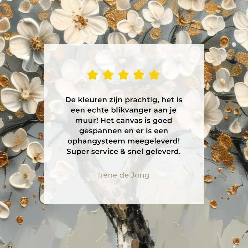 MuchoWow Canvas Schilderij 90x60cm Boom Bloemen Wit Natuur