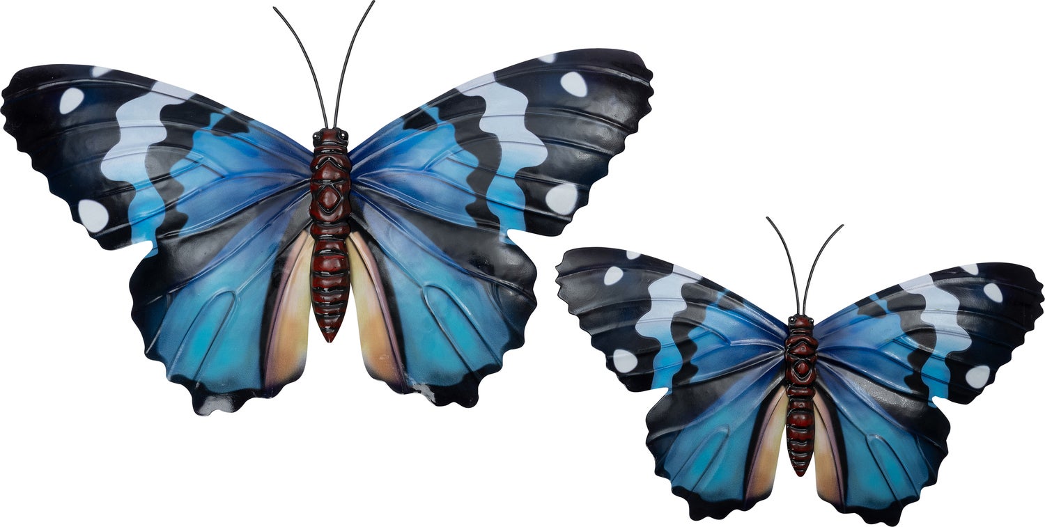 Intratuin tuin wanddecoratie vlinder blauw 25 x 45 x 1,5 cm
