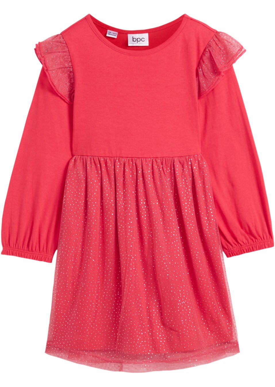 Robe en jersey fille avec manches longues et tulle