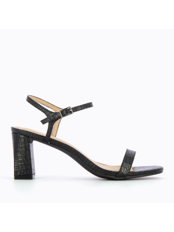 Sandales à talon noires effet croco - Vanessa Wu