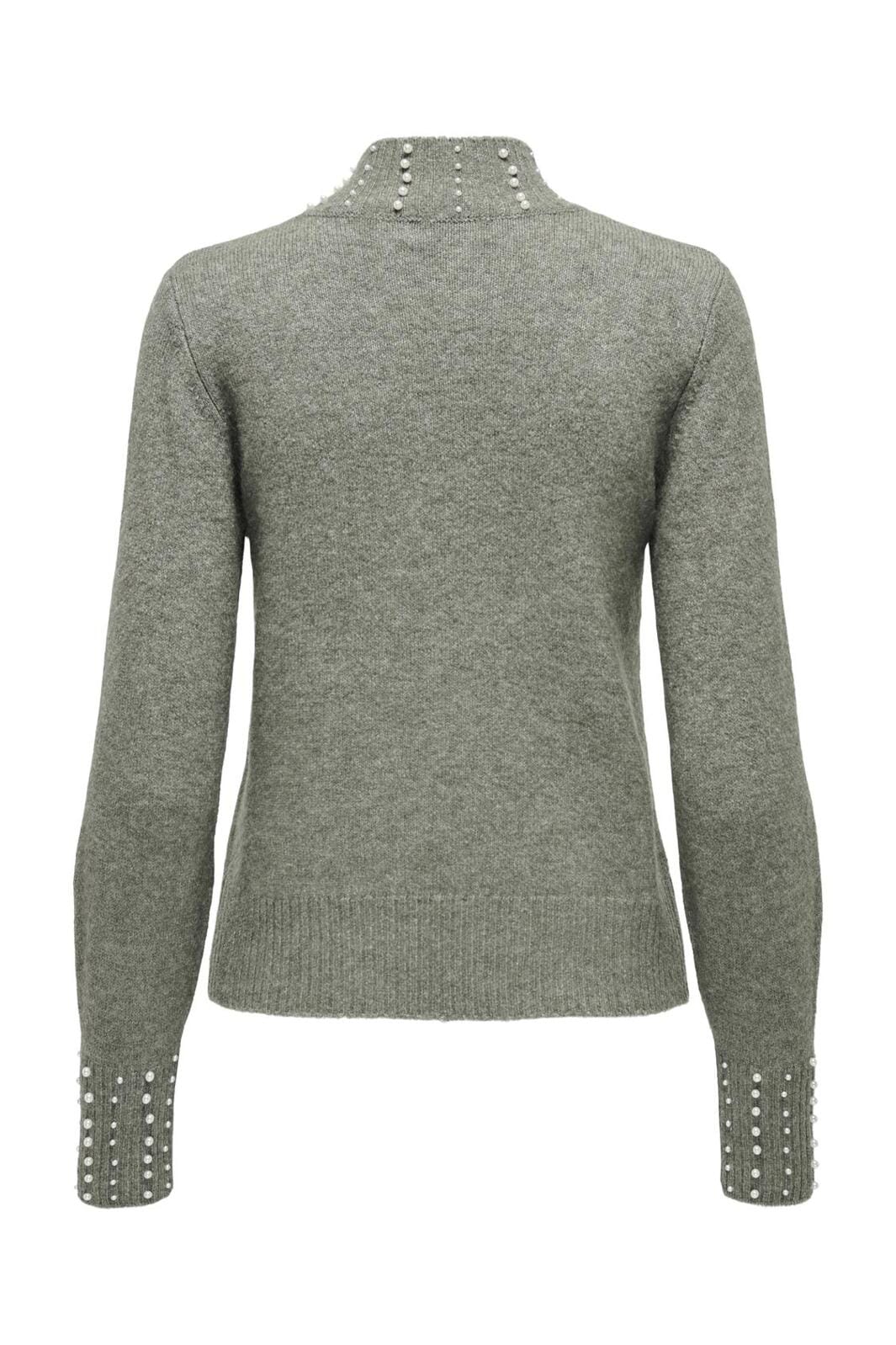 JDY Jdyrue Life L/S Hn Pearl Detail Pull Knt 4622633 castor gray white pearls