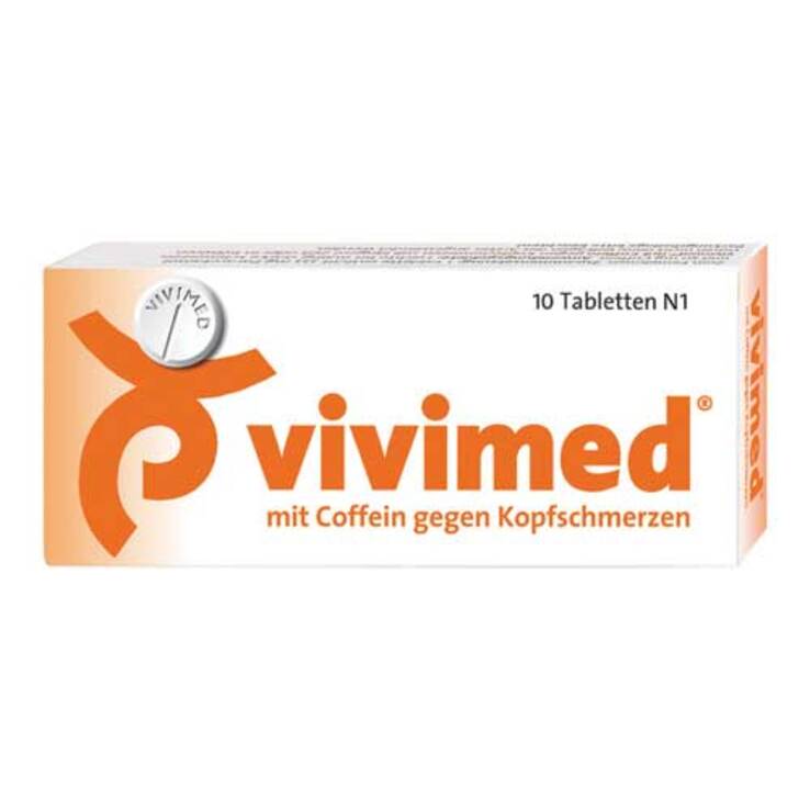vivimed® mit Coffein gegen Kopfschmerzen, Schmerztabletten mit Paracetamol, 10 St