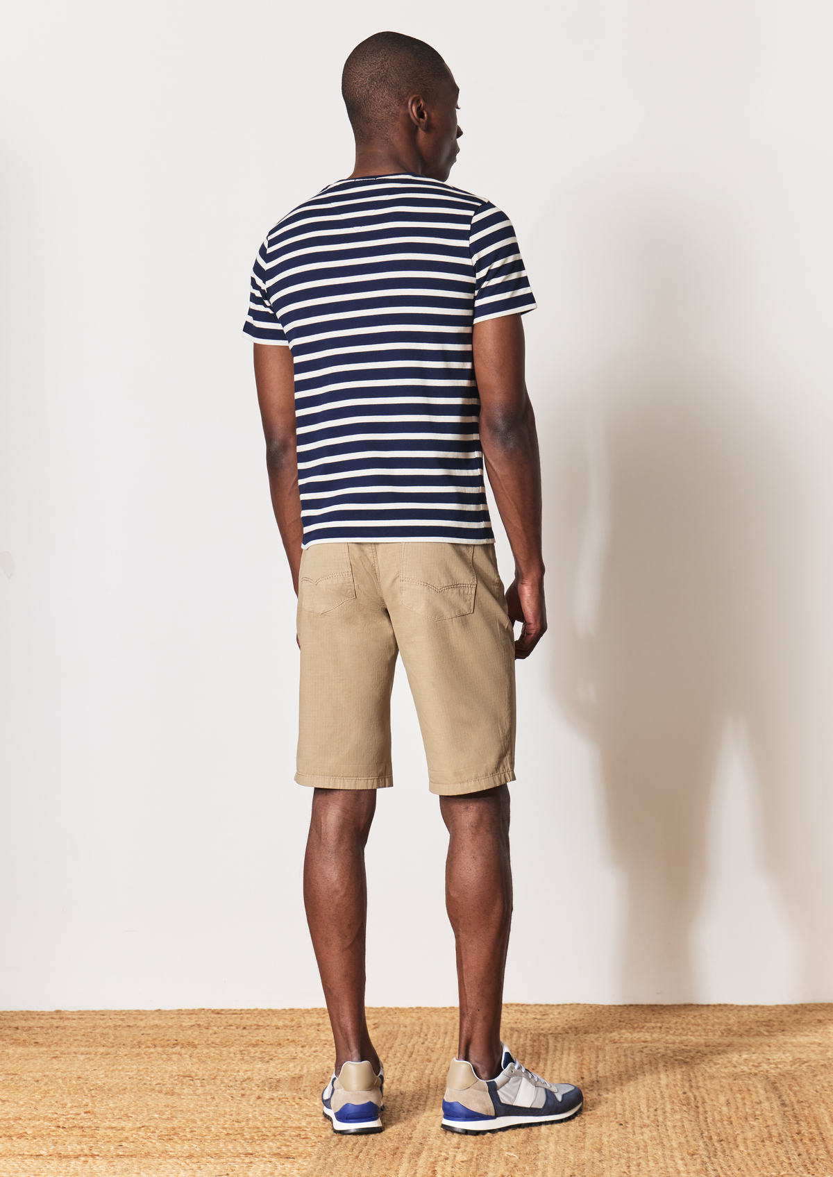 Bermuda en coton uni beige foncé